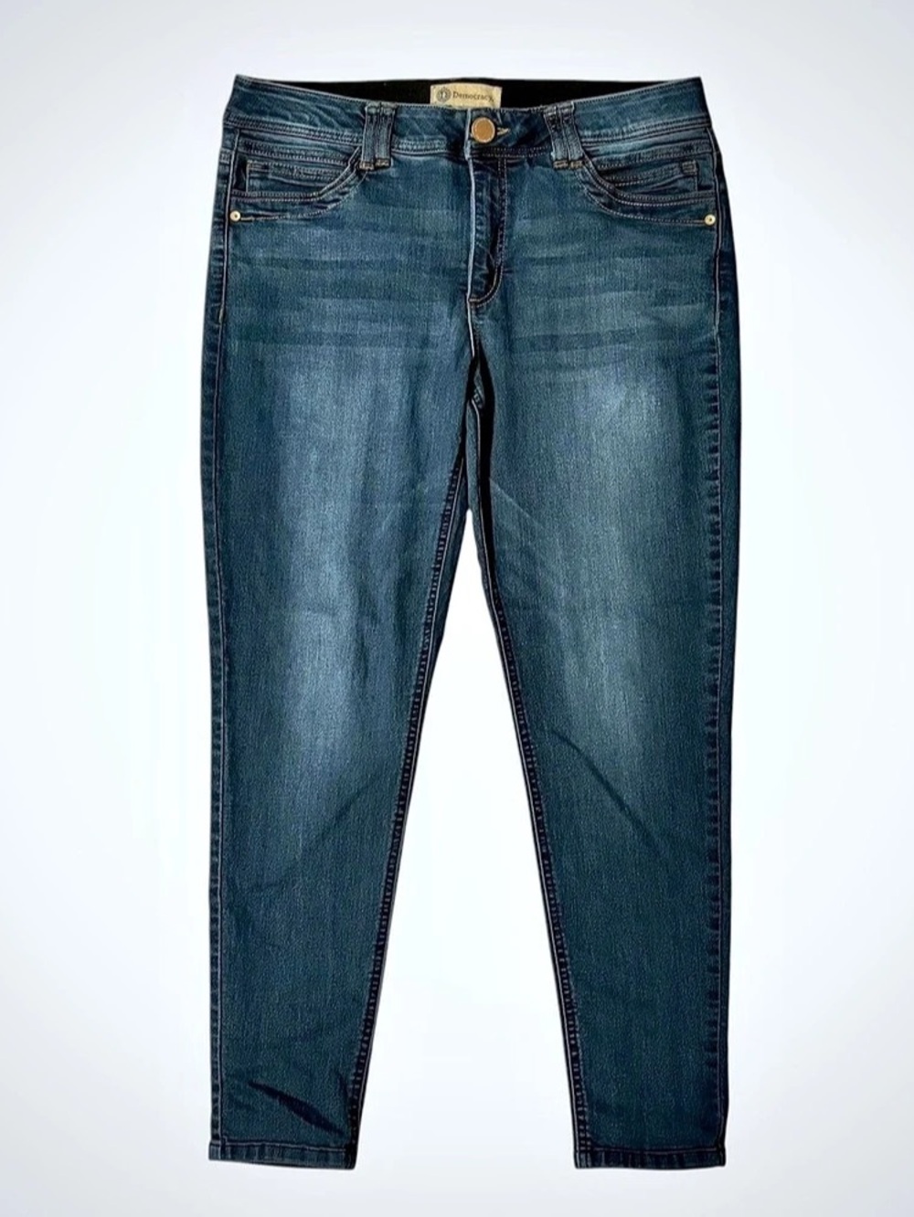 Democracy "Ab" Solution Dark Wash Skinny Jeans Sz 12 Shaping Stretch Denim